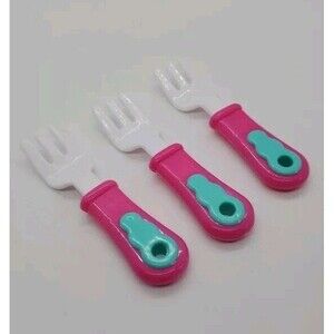 Pretend Play Fork Set Pink Teal Handle Replacement Part Tea Party Unbranded